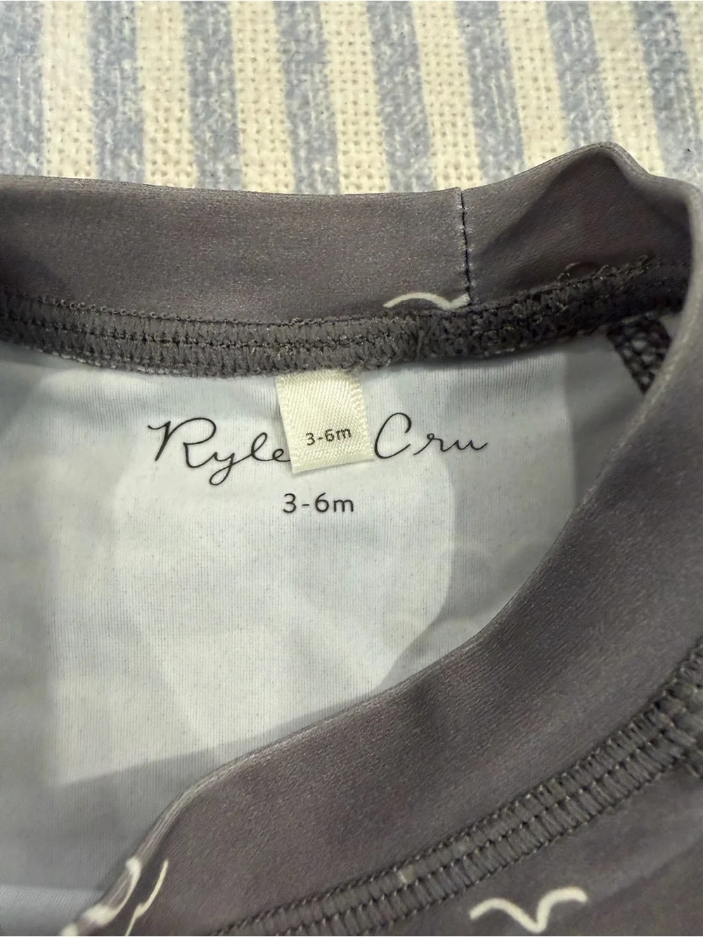 Rylee + Cru, Long Sleeve Swim Set in Charcoal with Seagull Print, Size 3-6m